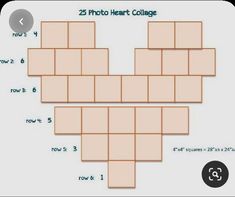 the 25 photo heart collage is made up of four squares, each with one smaller square