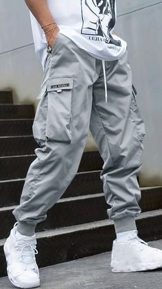 Cargo Pants Outfit Men, Hip Hop Joggers, Streetwear Sweatpants, Pants Outfit Men, Cargo Pants Outfit, Sports Trousers, Cool Outfits For Men, Mens Cargo, Ankle Length Pants