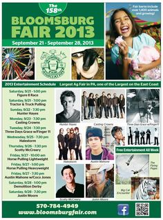 a flyer for the bloomsburg fair 2013