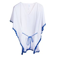 ANEMOSS BEACH DRESS: Anemoss Pom Pom Beach Dress is made from 100% Buldan fabric. It features a white color with blue pom pom details, making it a perfect match for any outfit. It comes in a tie-waist model and is available in L/XL sizes. BULDAN FABRIC: Buldan fabric is 100% cotton, which means it is a healthy, breathable, and hypoallergenic material. It provides extra comfort and quality, making it an ideal choice for a comfortable and long-lasting beachwear. This beach dress does not cling to the body, ensuring a pleasant and relaxing fit. SPECIAL DESIGN BEACH DRESS: This white beach dress is specially designed to perfectly complement your vacation style. It features elegant blue pom pom details that run from the sleeves to the hem, adding a touch of simplicity and sophistication. The so White Beach Dress, Blue Pom Pom, Beach White Dress, White Beach, Vacation Style, Delicate Details, Special Design, Beach Dresses, Beach Dress