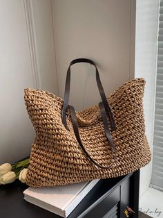 BirdinBag - Spacious Summer Straw Beach Bag - Minimalist Style for Travel & Vacation Jute Beach Bag, Round Straw Bag, Frock And Frill, Straw Beach Bag, Beige Bag, Straw Bags, Jute Bags, Word Wrap, Beach Travel