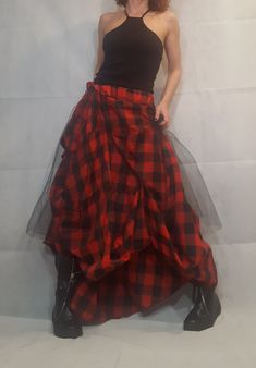 "Plaid Grunge Skirt Women, Extravagant Skirt ❤️ Extravagant designs and high quality fabrics! You can wear it like a skirt, dress and tunic On the inside there are links to find and customize in your own way ❤️ Materials & Care Tulle & Polyester Hand wash at low temperatures. Do not machine dry. Do not iron. Do not dry clean! ❤️ Sizing We can make your piece from XS to 5XL! Everything in the shop can be also made according to your measures free of charge! ❤️ Shipping ✈ Ready to ship The Long Skirt Dress, Skirt Circle, Grunge Skirt, Steampunk Skirt, Cocktail Skirts, Skirt Tutu, Cotton Tunic Dress, Bridal Skirts, Asymmetrical Skirt