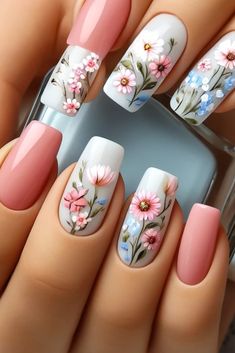 Square Summer Nails, Summer Nails 2024, Pink Nail Art Designs, Simple Spring Nails, Easter Nail Designs, Green Nail Designs, Cute Spring Nails, Pink Nail Art, Nails Square