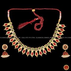 Design by Classical Dance Jewelry® -- Colorful And Designer Beautiful Necklace Set For Women.You Can Wear this Necklace Set In Parties, Engagement, Weddings, Birthdays And Many Occasion As You Like. -- Handmade Indian Item. Every Necklace Studded Beautifully in Enamel And Gold Finish. -- Especially For Bharatnatyam And Kuchipudi Dance Performances. ❇️ Imitation Jewelry by nature is little soft compared to real jewelry so little shape variations and dents could happen during shipping even after taking complete care in packing ❇️ Imitation Jewelry items by nature will show slight discolorations around soldering or embossed designs areas and black spots. ❇️ Imitation Jewelry piece is arranged with special thread to have maximum flexibility. ❇️ These are very delicate in nature and it is expec 22k Gold Temple Necklace For Navratri Celebration, 22k Gold Meenakari Temple Necklace For Celebrations, Yellow Gold Temple Necklace With Meenakari For Celebration, Celebration 22k Gold Temple Necklace With Meenakari, Celebration Temple Necklace In 22k Gold With Meenakari, Festive Temple Necklace With Latkans, Bollywood Style Yellow Gold Temple Necklace, Bollywood Style Yellow Gold Temple Necklace For Celebrations, Meenakari 22k Gold Bridal Necklace For Puja