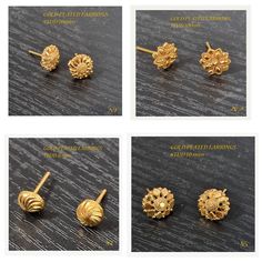 kapa stud earrings dimension: dia 8 mm weight 2.5 grams. for pierced ears with silicon backs Small Gold Earrings Indian, Earrings Gold Indian Simple, Ear Studs Indian, Gold Studs Earrings Indian, Earrings Gold Indian, Diamond Earrings Indian, Small Earrings Gold, 22k Gold Earrings, Gold Earrings Indian