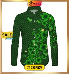 Men's Shirt Graphic Prints Saint Patrick Day St. Patrick's Day Clover Turndown Dark Green Green Outdoor Street Long Sleeve Button-down Print Clothing Apparel Sports Fashion Streetwear Designer Green Button-up Winter Shirt, Winter Green Button-up Shirt, Green Collared Shirt For Winter, Sports Fashion, Saint Patrick, Fashion Streetwear, St Patrick’s Day, Clothing Apparel, Sport Fashion