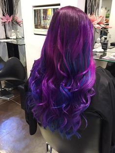 Purple Vivid Hair Color, Pink And Blue Hair Highlights, Pink Blue And Purple Hair, Blue And Violet Hair, Pink Purple And Blue Hair, Pink And Blue Highlights, Pink Purple Blue Hair, Purple Blue Hair, Blue Purple Hair