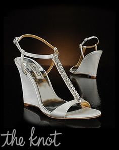 Again, the heel is great for outside  Badgley Mischka by My Glass Slipper - Deidra - Shoes Wedding Shoes Wedge, Badgley Mischka Shoes Wedding, Reception Shoes, Wedding Wedges, Wedge Wedding Shoes, Fun Wedding Shoes, White Wedding Shoes, Shoe Gallery, Bridesmaid Shoes