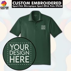 "Custom Embroidered Personalized Polo Shirt, Business Casual Dri-Fit Polo T Shirt, Embroidery Company Name Logo Custom embroidered logo moisture-wicking polo shirts are high-quality shirts that are designed to keep you cool and dry in warm weather. They feature a breathable and moisture-wicking fabric that pulls sweat away from your skin and evaporates it quickly, keeping you comfortable and dry throughout the day. With a classic polo shirt design and durable embroidery, these shirts are a great Fitted Embroidered Short Sleeve Polo Shirt, Fitted Short Sleeve Shirt With Embroidered Logo, Fitted Short Sleeve Tops With Custom Embroidery, Fitted Short-sleeve Shirt With Embroidered Logo, Fitted Tops With Custom Embroidery And Short Sleeves, Green Short Sleeve T-shirt With Custom Embroidery, Polo Shirt Logo, T Shirt Embroidery, Text Artwork