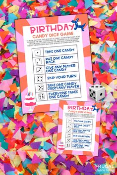 a birthday party game with colorful confetti