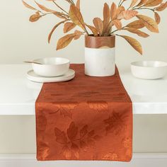 PRICES MAY VARY. Damask,polyester,cotton 20% Cotton 80% Polyester Damask Woven Designed in New York; imported Benson Mills brought you the Harvest Legacy Jacquard tablecloth. This shiny fabric will brighten your day & table all throughout the harvest months. Easy Care Care Instructions: Machine wash, cold, gentle cycle. Wash dark colors separately. Use non-chlorine bleach only. Tumble dry low. Remove promptly. Lightly iron if necessary. Benson Mills brings you a tablecloth that is perfect for yo Rust Table Runner, Thanksgiving Tablecloth, Thanksgiving Table Runner, Damask Tablecloth, Orange Table, Damask Fabric, Fabric Table Runner, Fall Table Runners, Runner Kitchen