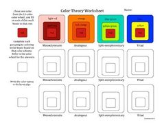 color theory worksheet with different colors and shapes