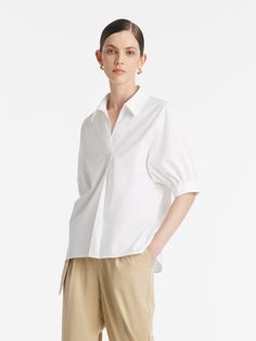 -Classic and elegant   -V-neck design   -With a silk scarf   This shirt exudes timeless elegance with its loose-fitting style and refined details. The puff sleeves add a touch of femininity, while the tapered cuffs provide a subtle contrast with their understated simplicity. The V-neck design enhances the neckline. Its clean lines and minimalist design epitomize classic sophistication, making it a versatile piece for various occasions. The shirt comes with a luxurious silk scarf, allowing for en Modern Cheongsam, Long Sleeve Short Dress, Women Shirt, Casual Denim, Cheongsam, Long Sleeve Maxi Dress, Long Maxi Dress, Neck Designs, Silk Scarf