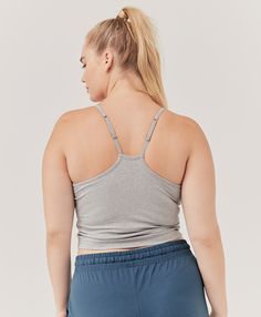 Women's Heather Grey Everyday Shelf Bra Cropped Camisole 2X. Super soft organic women's Everyday Shelf Bra Cropped Camisole from Wear PACT. Fair Trade Factory. GOTS Certified Organic Cotton Grey Shelves, Cropped Camisole, Shelf Bra, Fair Trade, Basic Tank Top, Heather Grey, Camisole Top, Organic Cotton, Tank Tops