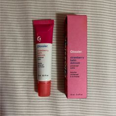 Old Formula, New Packaging. Sold Out On Glossier. New & Unused. In Original Packaging. Perfect For Summer. Glossier Balm Dotcom Strawberry, Glossier Ultra Lip, Glossier Lip, Lippies Collection, Makeup Wishlist, Glossier Cherry Balm Dotcom, Glossier Balm Dotcom, Glossier Lip Balm, Red Lip Gloss