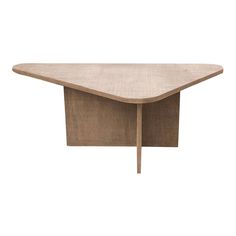 the table is made from wood and has a triangular shape