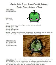 the crochet pattern for an adorable green creature is featured in this article, which includes