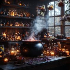 🐈‍⬛🔮🐦‍⬛ Witch House Bedroom, Halloween Decoration Aesthetic, Witch Cauldron Aesthetic, Witch Apothecary Aesthetic, Witches Couldren, Witchy Fall Aesthetic, Cauldron Aesthetic, Witches Lair