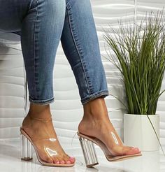 Fusion Chunky Heel - Foxy And Beautiful Clear Chunky Heels, High Heel Mules, Heeled Mules Sandals, What Should I Wear, Curvy Plus Size, Mule Sandals, 4 Inch Heels, On Design, Chunky Heel