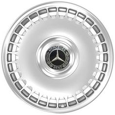 an image of a mercedes wheel cover on a white background with the word benz printed on it