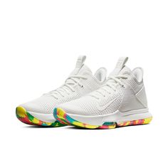 the nike air zoom flyknit 2 is white and multi - colored