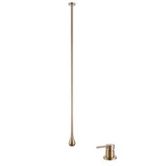 a brass colored faucet with thermostaer and hand shower head, on a white background