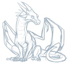 a drawing of a dragon sitting on the ground