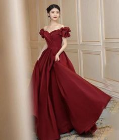 Satin Long Prom Dress, Prom Dresses Off The Shoulder, Red Prom Dress Long, Burgundy Bridesmaid, A Line Evening Dress, Simple Prom Dress, Burgundy Prom Dress, Burgundy Bridesmaid Dresses, Red Evening Dress