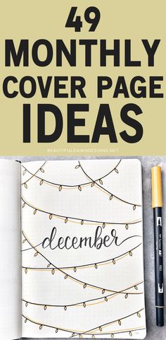 an open notebook with the words, 39 month cover page ideas