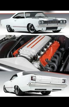 two pictures of the same car with different engines