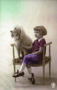 Vintage Postcard ~ Little Girl w/ Poodle Victorian Child, Puppy Cut, Dog Heaven, Portrait Vintage, Antique Portraits