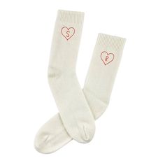 Made from 100% cashmere. Toe to heel measures 9.5” Hand wash cold, lay flat to dry. Ironing and steaming may cause shrinkage and is not recommended. Returns and exchanges are accepted within 10 days of receiving purchase for the boiled cashmere beanies. Returned items must be unworn with tags and in their original pack Valentines Socks, Valentine Embroidery, Wedding Socks, Santa Socks, Random Things I Love, Bags Ideas, Cashmere Beanie, Gift Ideas For Friends, Custom Socks