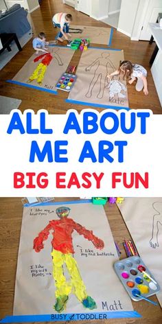 children's art project with the words, all about me art big easy fun