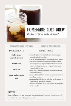 the recipe for homemade cold brew is shown