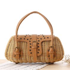 Item Type:HandbagsStyle:BohemianGender:WomenNumber of Handles/Straps:NoneClosure Type:HaspTypes of bags:Top-Handle BagsPattern Type:SolidMain Material:WoodShape:Casual ToteHandbags Type:TotesOccasion:Versatile Cheap Basket-shaped Bags For Spring, Cheap Handheld Shoulder Bag With Bamboo Handle, Rattan Handbags Luxury, Cheap Vintage Woven Bags, Wicker Purse, Straw Beach Bag, Bamboo Bag, Summer Handbags, Woven Handbags