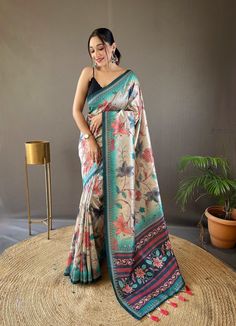 Kalamkari print saree for women USA, designer wedding saree with rich pallu, new semi silk sari for function, Indian ethnic sari for festive Saree Details:  Saree Color: 1) Rama 2) Sky 3) Violet 4) Wine  Saree Length: 5.5 Meter Saree Fabric: concept semi silk  Saree Work : Beautiful pallu and border all over the saree with tassels  Digital Kalamkari print  Blouse Details : Blouse Color: Matching. Blouse Length: 0.8meter Blouse Fabric : Running  Blouse Work : Plain Blouse wear by model is just fo Digital Print Saree, Kalamkari Print, Party Wear Lehenga Choli, Print Saree, Kalamkari Saree, Party Kleidung, Wear Saree, Blouse Material, Soft Silk Sarees