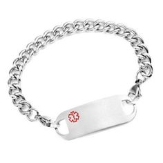 Large Plaque Stainless Steel Medical ID Bracelet-EMID1440 Durable Classic Stainless Steel Jewelry, Engraved Stainless Steel Silver Wristband, Personalized Silver Stainless Steel Wristband, Silver Engraved Stainless Steel Wristband, Medical Id Bracelets For Kids, Medical Bracelets, Womens Medical Alert Bracelet, Mens Medical Alert Bracelet, Medical Alert Jewelry