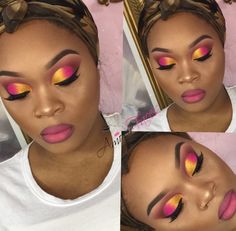 Makeup Looks For Big Eyes, Yellow Eyeshadow Looks, Makeup Ideas For Black Women, A Cute Hairstyle, Drag Make-up, Make Up Inspiration, Bold Lip