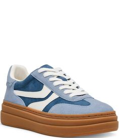 Steve Madden Dodge Mixed Media Low-Top Platform Sneakers | Dillard's Suede Sports Platform Sneakers, Suede Platform Sneakers For Sports, Blue Leather Platform Sneakers With Contrast Sole, Low-top Suede Platform Sneakers, Blue Leather Platform Sneakers, Blue Leather Platform Sneakers Sporty Style, Blue Leather Sporty Platform Sneakers, Blue Leather High-top Platform Sneakers, Womens Platform Sneakers