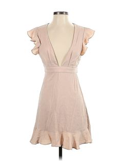 Essue Cocktail Dress Size: Small Tan Dresses - used. 100% POLYESTER, Wrap, Plunge, Short, Short Sleeve | Essue Cocktail Dress - Wrap: Tan Dresses - Used - Size Small Tan Dresses, Wrap Dress, Cocktail Dress, Women Handbags, Womens Dresses, Dresses, Clothes