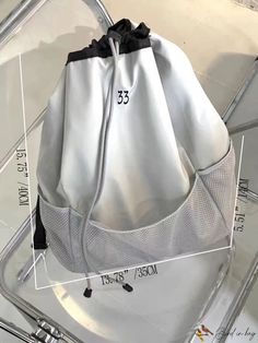 BirdinBag - Modern Multifunctional Drawstring Backpack - Perfect for Fashion and Functionality Large Capacity Drawstring Backpack For Daily Use, Everyday Large Capacity Drawstring Backpack, White Backpack Gym Bag For Travel, Large Capacity White Gym Bag For School, White Multifunctional Backpack, White Large Capacity Gym Bag, Large Capacity White Gym Bag, Versatile White Gym Bag, Rectangular Gray Gym Bag