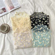 Long Sleeve Mesh Flower Pattern Blouse Shirt – Tomscloth Fitted Floral Print Tops, Top Transparente, Flower Print Blouse, Flower Blouse, Mesh Shirt, Floral Outfit, Mesh Sleeves, Loose Tops, Blouse Patterns