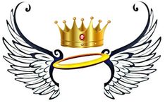 an image of a crown with wings and a gold ring on the bottom one side