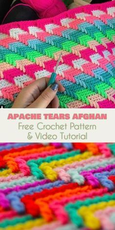 a crocheted afghan with text overlay that says, free crochet pattern and video tutor