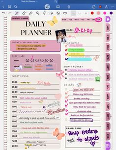 the daily planner is open and ready to be used for someone's personal tasks