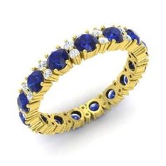 (eBay) Find many great new & used options and get the best deals for 1.95 Ct Real Natural Sapphire & Diamond Wedding Eternity Band 14K Yellow Gold at the best online prices at eBay! Free shipping for many products! Jewelry Redesign, Eternity Engagement Band, Vs1 Diamond, Sapphire Band, Engagement Band, Diamond Anniversary, Engagement Bands, Diamond Eternity, Fine Rings