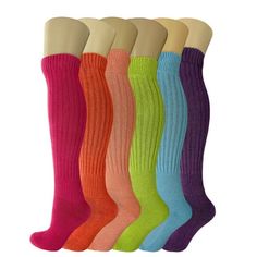 These Socks can be Worn 3 Different Ways. Pull them up for Knee Length, Slouch them to Mid-Calf Length or Scrunch Them to Ankle High Length. Full Cushioned Sole Colorful Slouch Socks can be Worn Pulled Down Around Your Ankle as a Scrunch Sock. SOCK SIZE: 9-11. SHOE SIZE: 5-10. Each Pair Weight 3.4 oz (96 gr). Made of High Quality Cotton. These 80s Retro and Trendy Slouch Socks with Full Cushioned Sole are for All Season Wear. With its comfortable toe seam, These Socks are Perfect for Both Casual Slouch Socks, Green Sky, Socks For Women, Knee Socks, 80s Retro, Pink Turquoise, 6 Pack, Neon Pink, Mid Calf