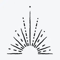 a black and white drawing of a sunburst with rays coming out of it