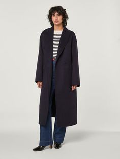 GAVEN coat Navy Blue Sky, Oversized Wool Coat, Sheer Sweater, Grey Maxi, Jeanne Damas, Sky Blue Color, Maxi Coat, Maxi Jersey Dress, Oversized Coat