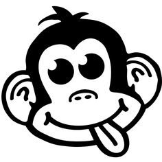 a black and white drawing of a monkey